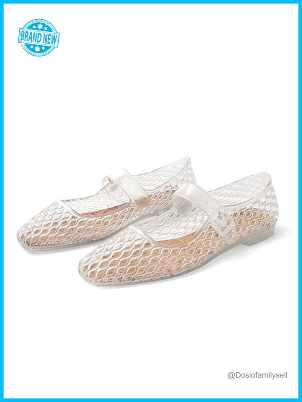 Jelly Mary Jane Ballet Flats Square Toe Buckle Women Beach Jellies